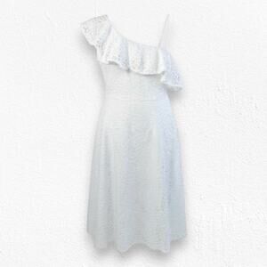 Lilly Pulitzer Callisto One Shoulder Resort White Terry Lace Midi Dress Size 12